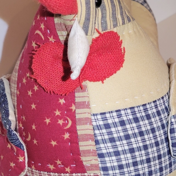 Patchwork Chicken Cloth Stuffed Freestanding Farmhouse Decor 11". - Picture 6 of 7